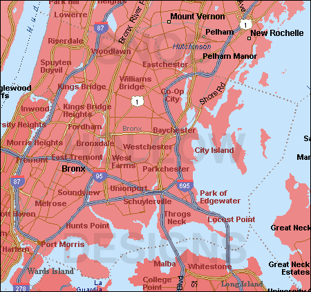 map of new york boroughs. Bronx County New York map