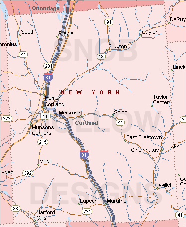 Cortland County New York map