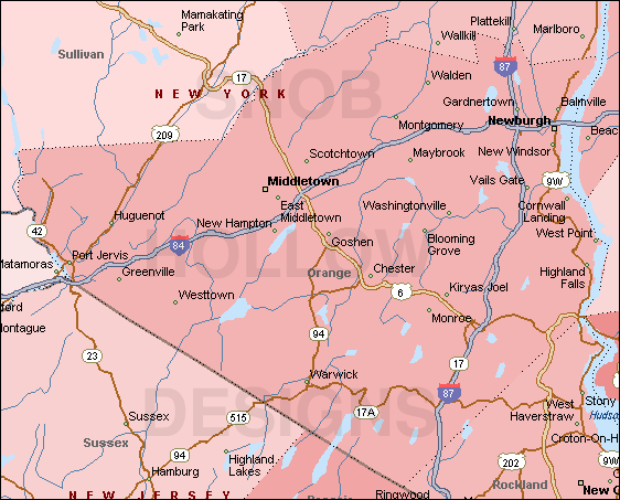 Orange County New York map