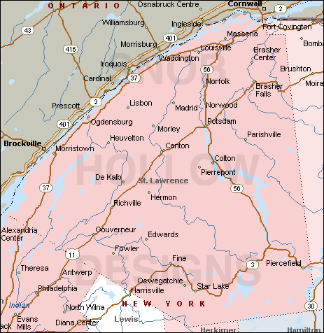 St Lawrence County New York map