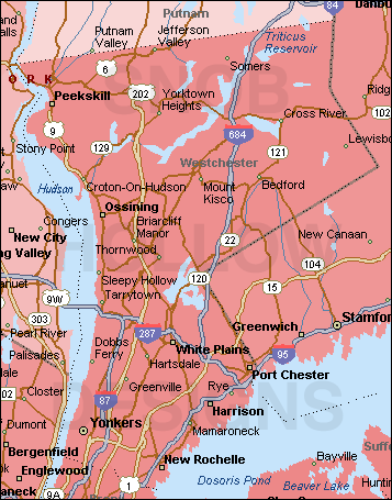 Westchester County New York map